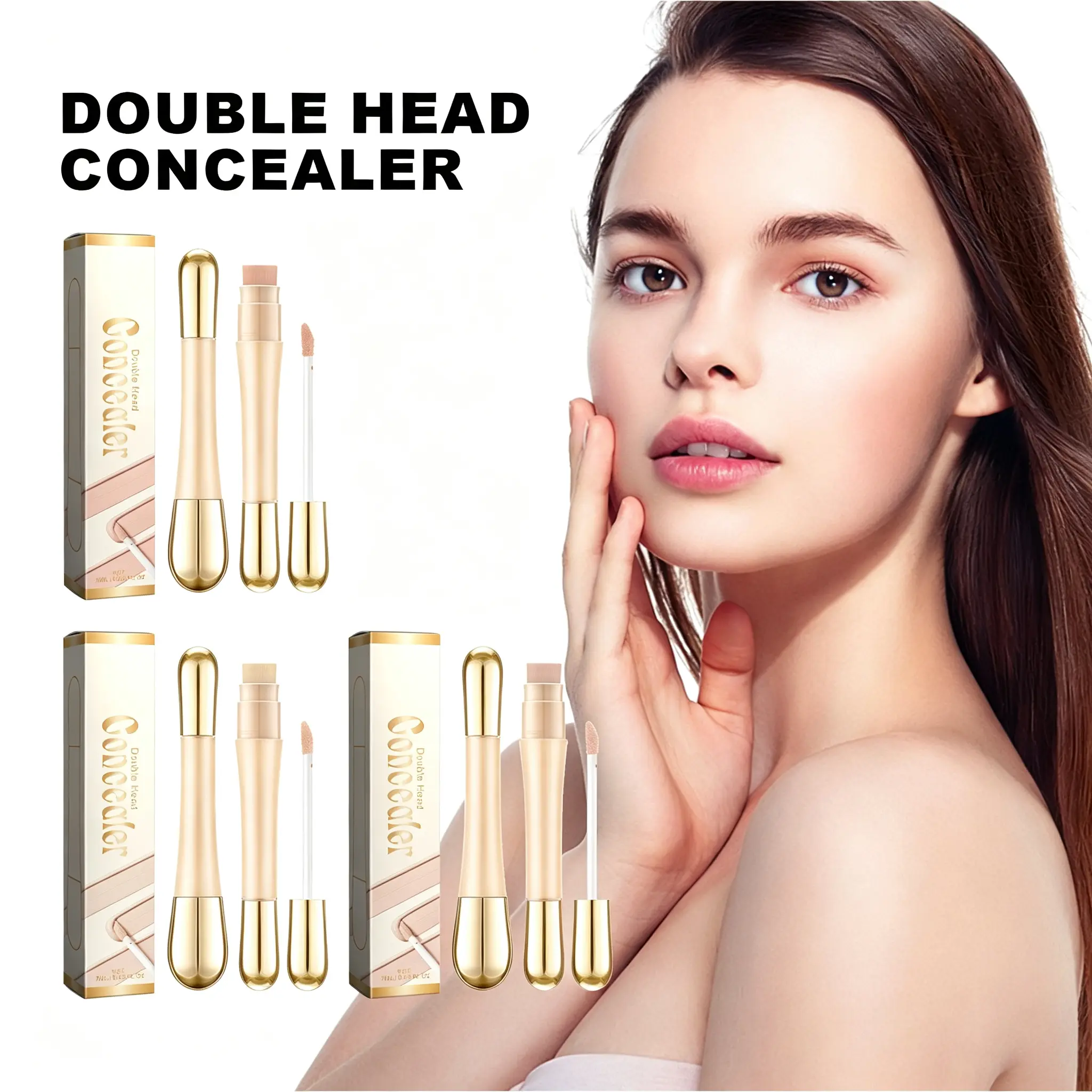 Double-Head Concealer Stick - Brightening, Waterproof Makeup for Concealing Blemishes, Dark Circles