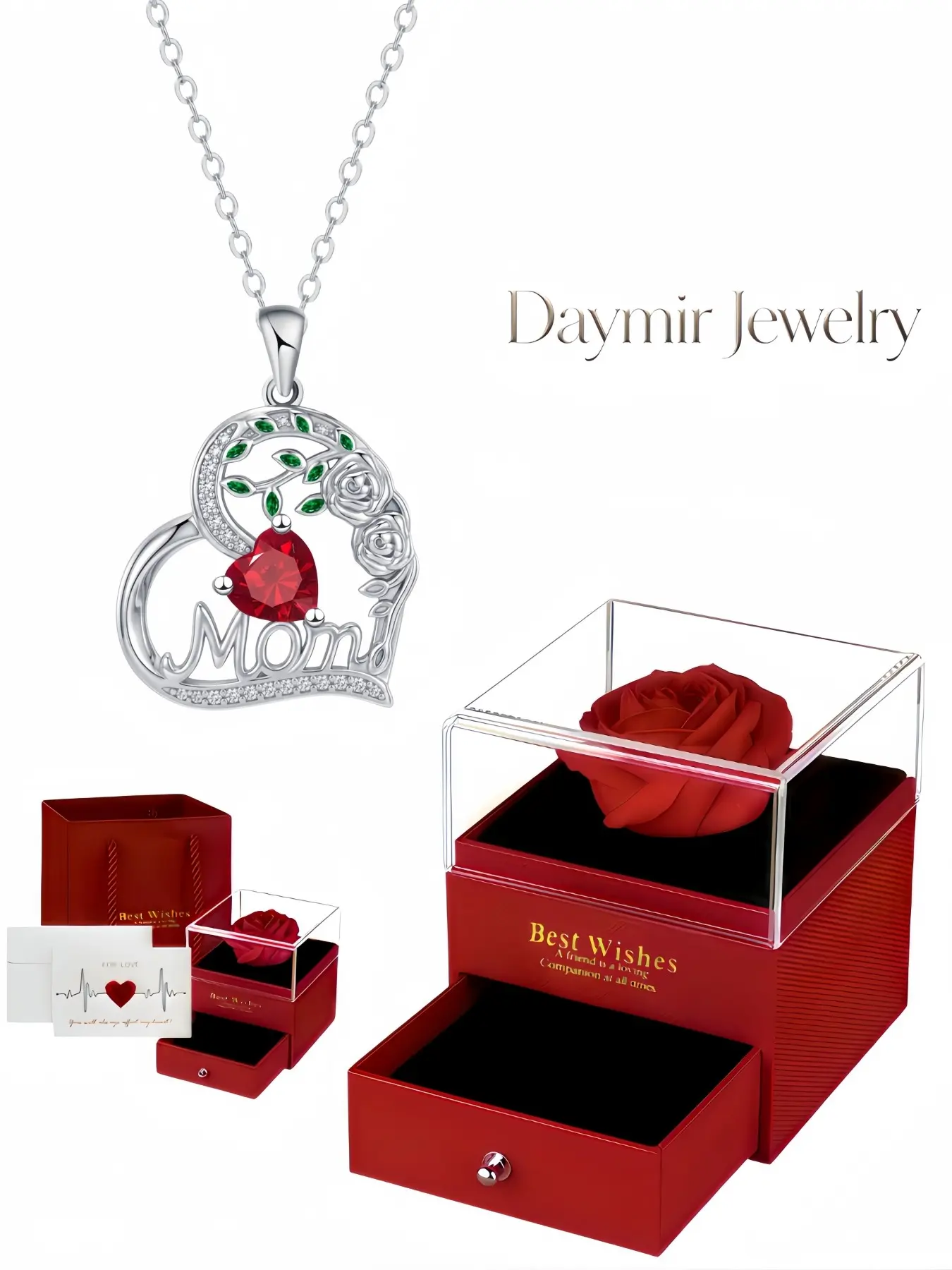 New dainty premium MOM necklace paved with sparkling gems, elegant and versatile luxury jewelry. Comes with preserved‑rose jewelry box, perfect for birthdays, back‑to‑school, Christmas, Valentine’s Day and Mother’s Day gifts.