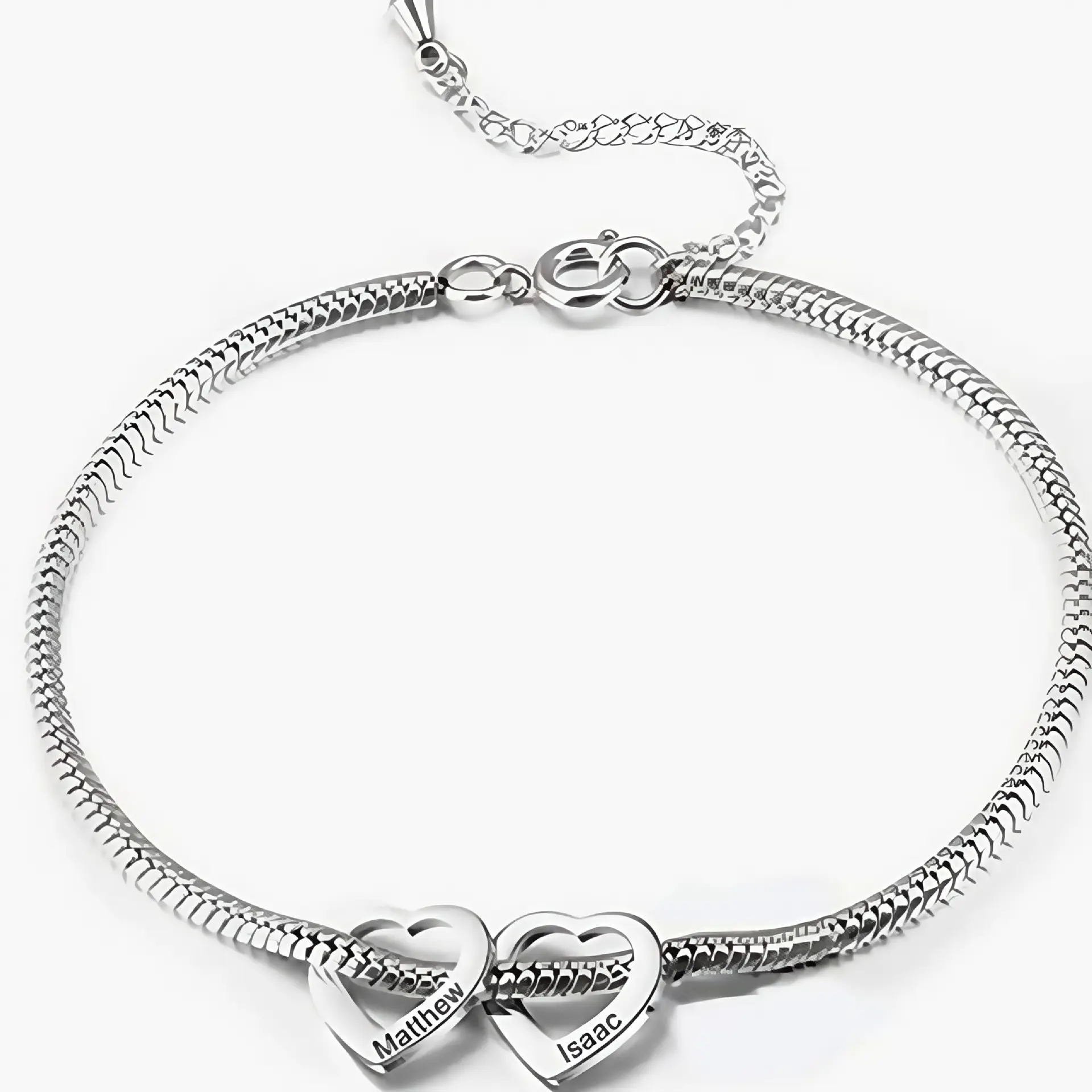 Steel bracelet + 2 hearts
