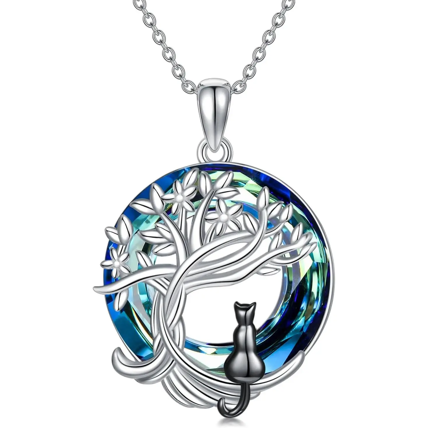 Cat Necklace for Women 925 Sterling Silver Cat Pendant Jewelry Gift for Women Cats Lovers