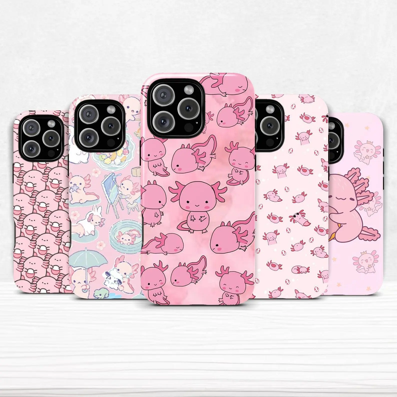 Axolotl-Pattern Durable Dual-Layer Phone Case - Protective Aesthetic Mobile Accessory for iPhone 11-17 Pro Max/Plus & Samsung Galaxy S23-S25 Series Devices, Protection, Accessories