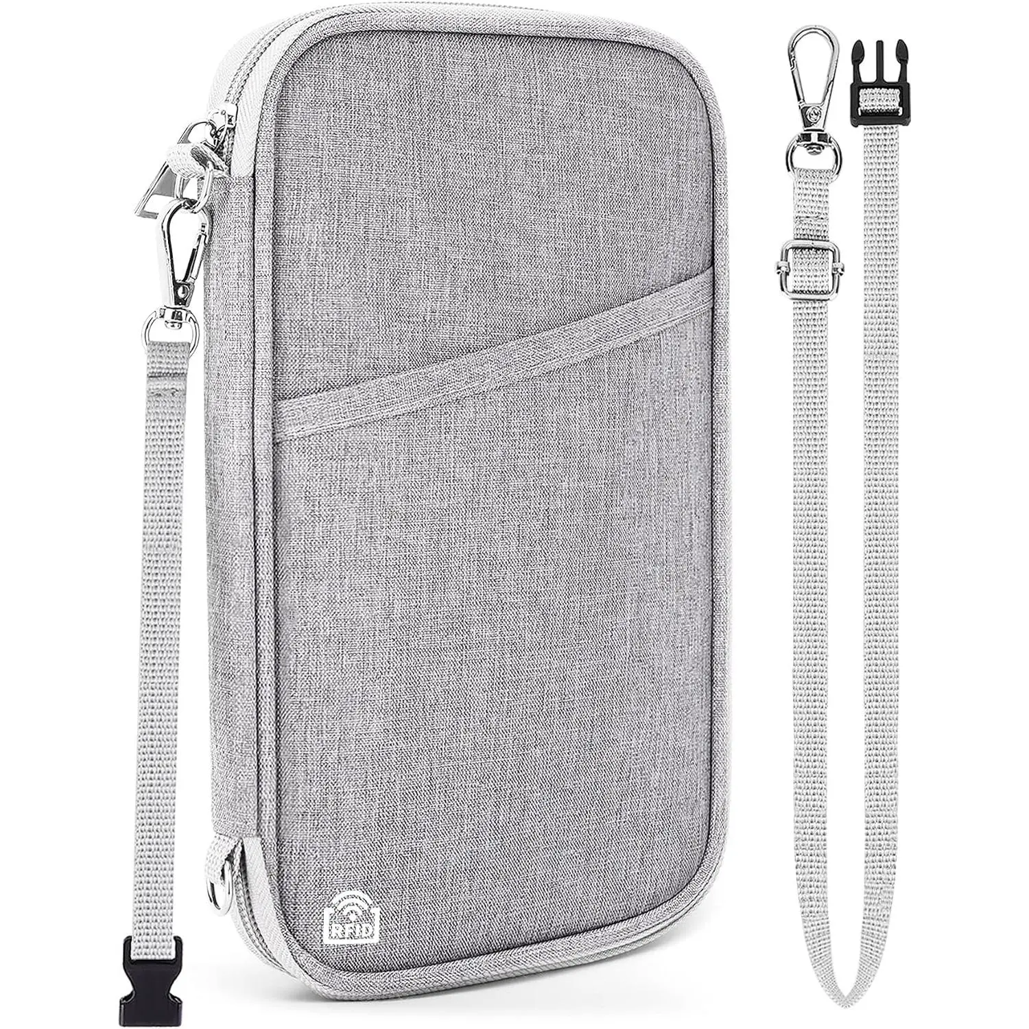 Passport Holder for Travel, RFID Blocking Wallet for Family, Grey | Large Capacity, Water-resistant, Flexible Carrying Style, Multiple Passport Wallet, Trip Essentials, Women & Men