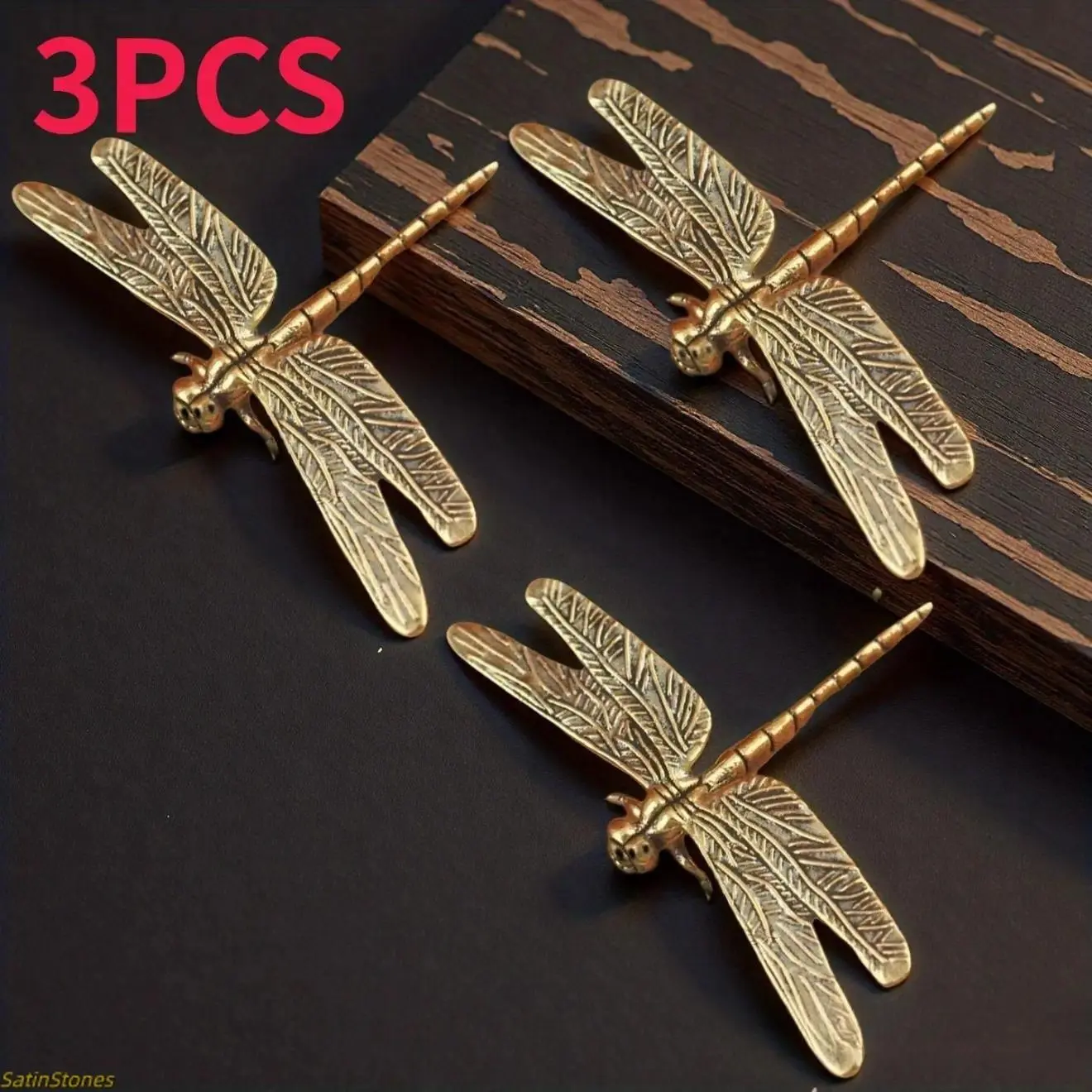 Baroque Dragonfly Ornaments, Set of 3 Glamorous PVC Fashion Accessories with a Golden Metal-Look Finish, Dragonfly Hanging Ornament, Christmas, Decor, Funky, Engagement