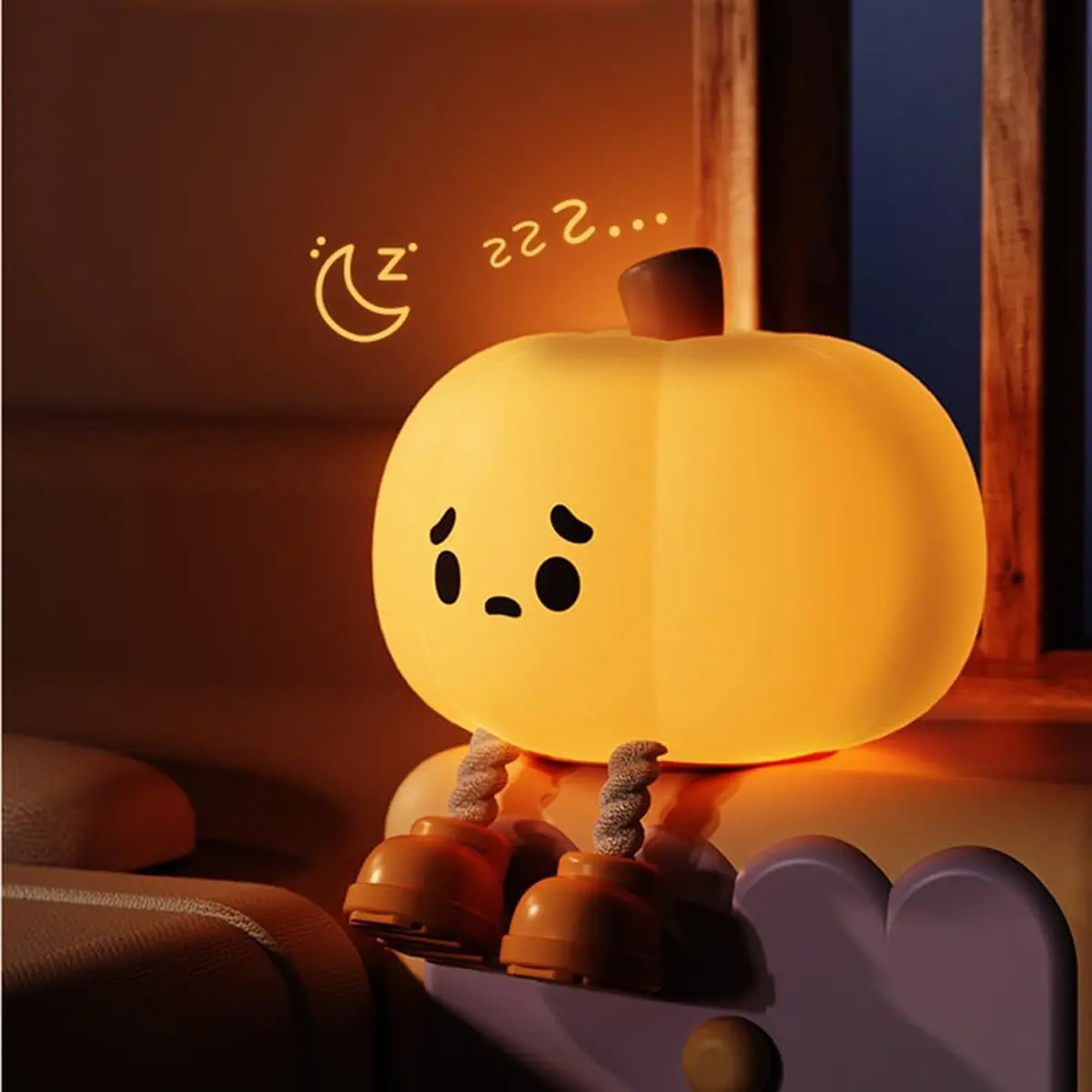 Halloween Pumpkin Lamp, Home Decoration Nights Light, Mini Cute LED Pumpkin Lamp ,  Holiday party ambient lighting,Silicone Rechargeable Bedside Touch Lamp,Night Light for Kids,Halloween gifts