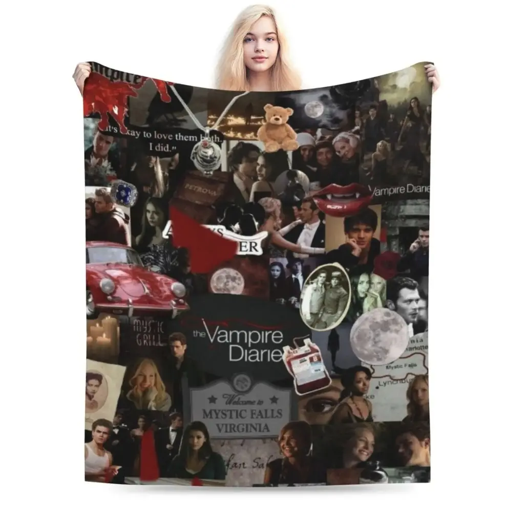 1 piece Winter styles Edition Vampire Diaries themed extra soft flannel plush blanket, Baby blankets and adult blankets, multi‑purpose, suitable for sofa beds, travel, and office use, 40 inches x 30 inches, Stylish Home Decor Holiday Gift Throw Blanket