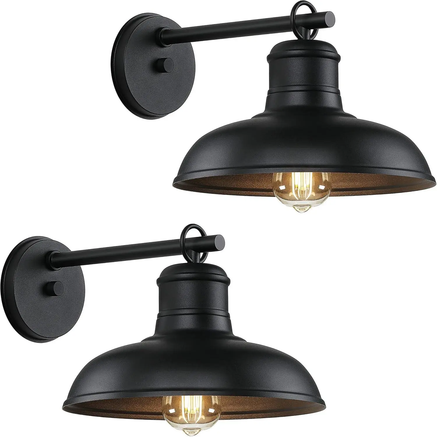 2-Pack Outdoor Wall Lights, Exterior Farmhouse Barn Light Fixtures, Black