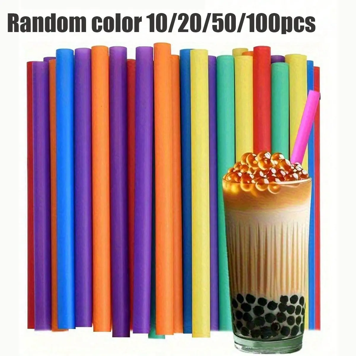 Colorful Pearl Straws, Drinking Straws, Extra Wide Milkshake Straws, Reusable PP Material, Ideal for Bubble Tea, Popcorn Balls, Milkshakes, Large Diameter Drinks