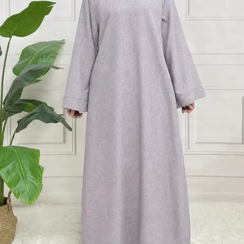 Arabic Clothing-Plain Belted Kaftan without Hijab, Modest Long Sleeve Caftan, Maxi Muslim Dress, Loose Islamic Clothes for Women, Elegant Islamic Clothing, Summer Outfits 2024