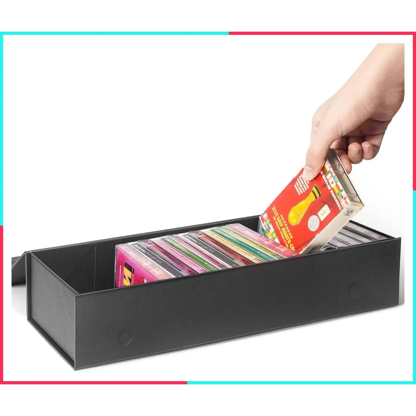 Cassette Tape Storage Box, Holds Up to 20 Cassette Cases, 14.25 x 4.5 x 3 Inch – 1 Pack