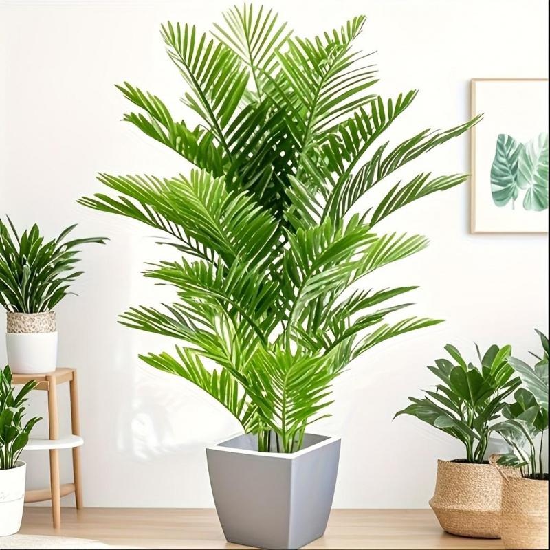2pcs Large Lifelike Tropical Palm Artificial Plants - Vibrant Green Leaves, Suitable for Indoor/Outdoor Decor, Garden, Patio, Poolside, Christmas, Thanksgiving, Father's Day, Holiday Decoration, Ornamental Foliage without Pot, Best for Christmas, Perfect