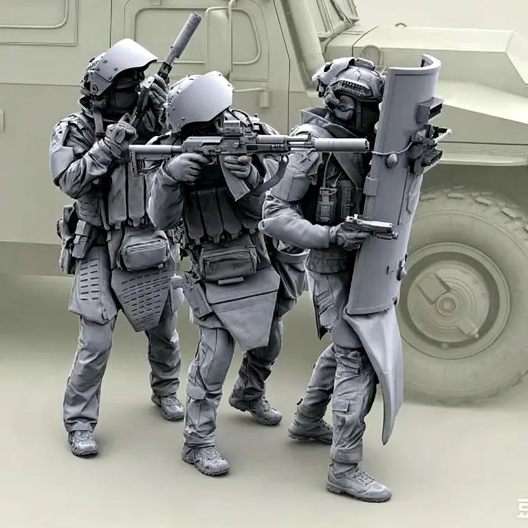 1/35 Military Self-Assemble Resin Model Kit Action Figures, Special Forces Trio Collectibles, Colorless Scale Model Figure A-2295