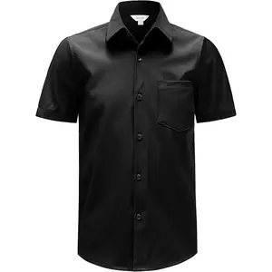 Boys Stretch Wrinkle Free Dress Shirts Button Down Shirt Short Sleeve Formal School Uniform Shirts