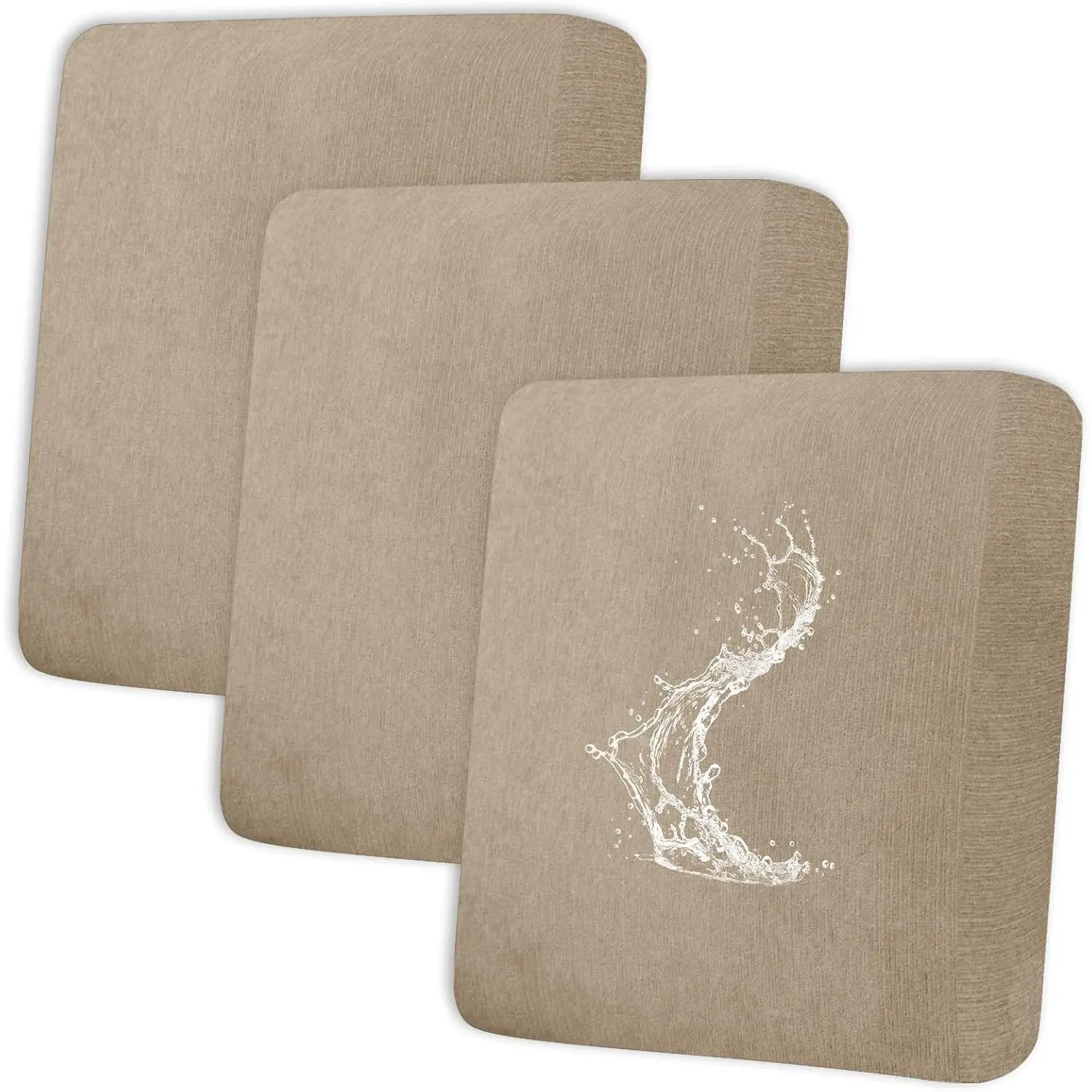 Waterproof Couch Cushion Covers - Stretch Washable Slipcover with Elastic Non-Slip, Furniture Protector for Pets,Kids (3 Cushion Sofa, Island Fossi)