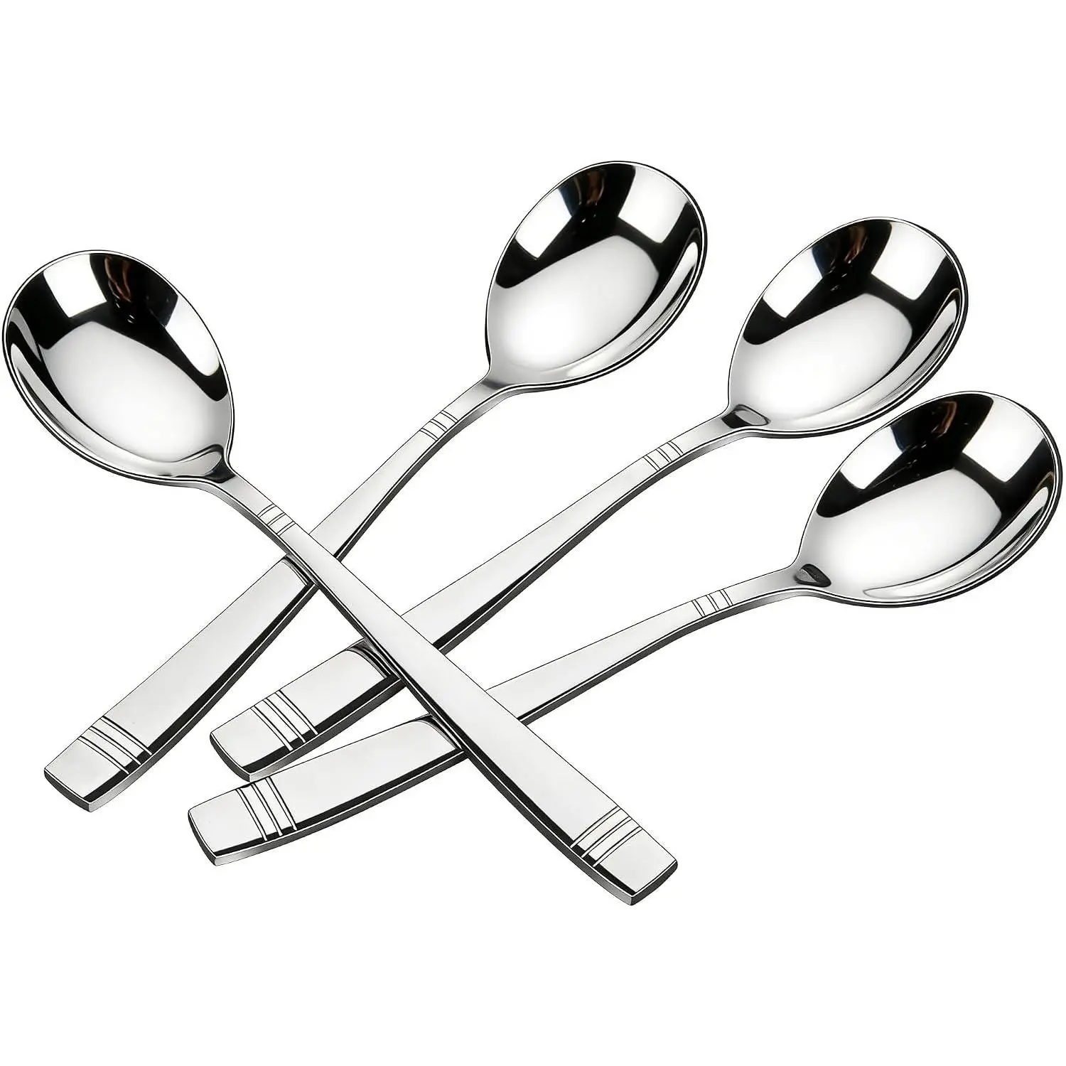6 Pieces Large Serving Spoons for Buffet, 9.65 Inch Stainless Steel Serving Spoons, Big Spoons for Serving Food