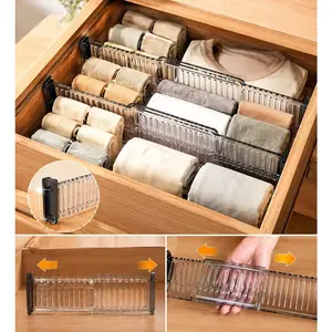 Expandable Drawer Dividers Organizer, Adjustable & Customizable Separators for Clothes, Socks, Underwear, Bedroom Dresser & Kitchen, Pack of 4