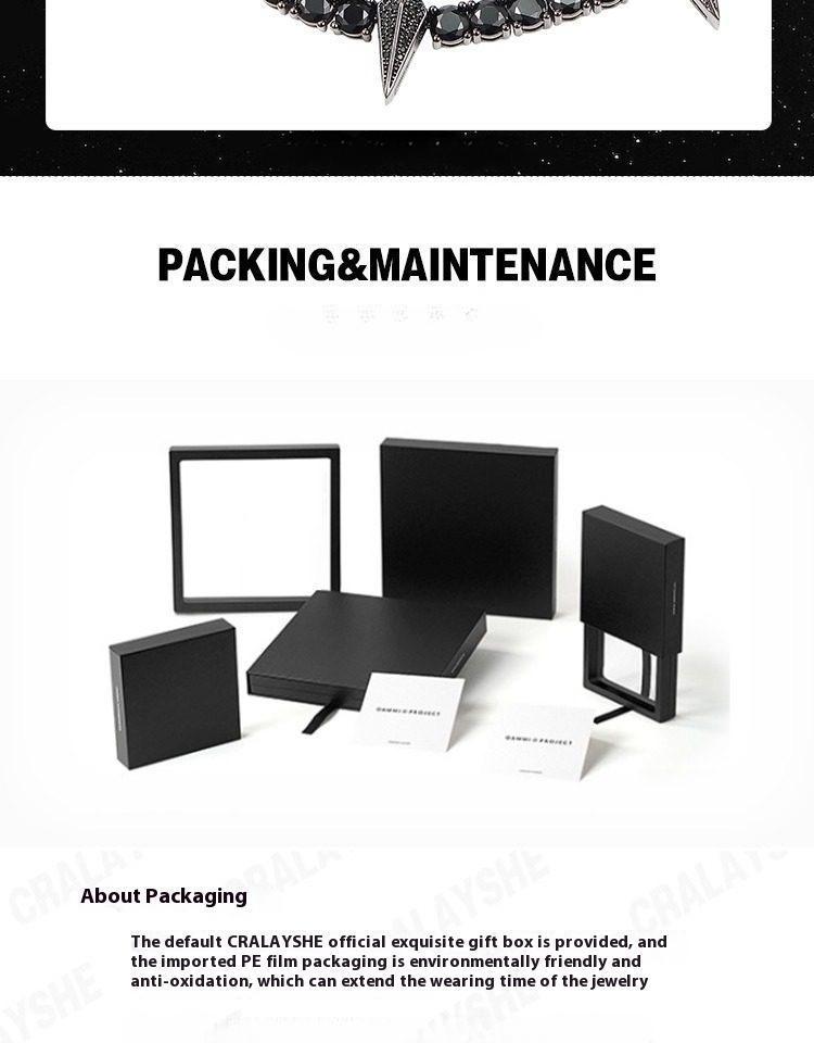 [ICE HUE]18K Gold Vacuum Plated Copper with 5A+ Sri Lanka Zircon Black SpikeNecklace Miami Italy Mexico & Micro Inspired for Women & Men Luxury Jewelry,Daily Wear,Casual Fashion,Gift Idea,,Classic,Minimalist,Simple,Sporty Style