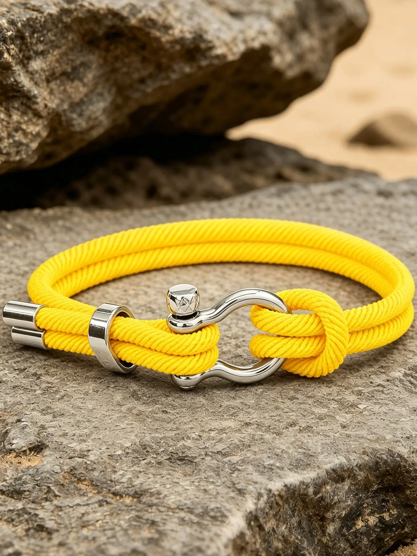 Nautical Braided Nylon Rope Bracelet for Men, Horsebit Lock Design, Casual Style, Durable for Daily Wear, Beach Vacation Gift