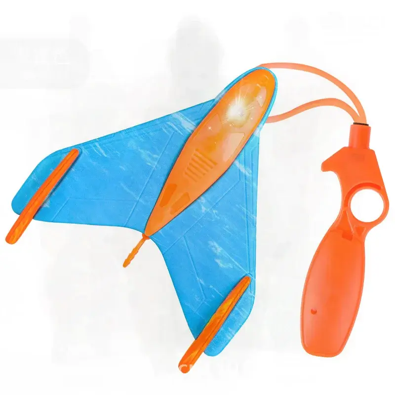 Ejection Foam Glider Plane Toy - Soft Flying Frisbee & Boomerang for Kids Outdoor Fun! Shiny Yellow/Blue
