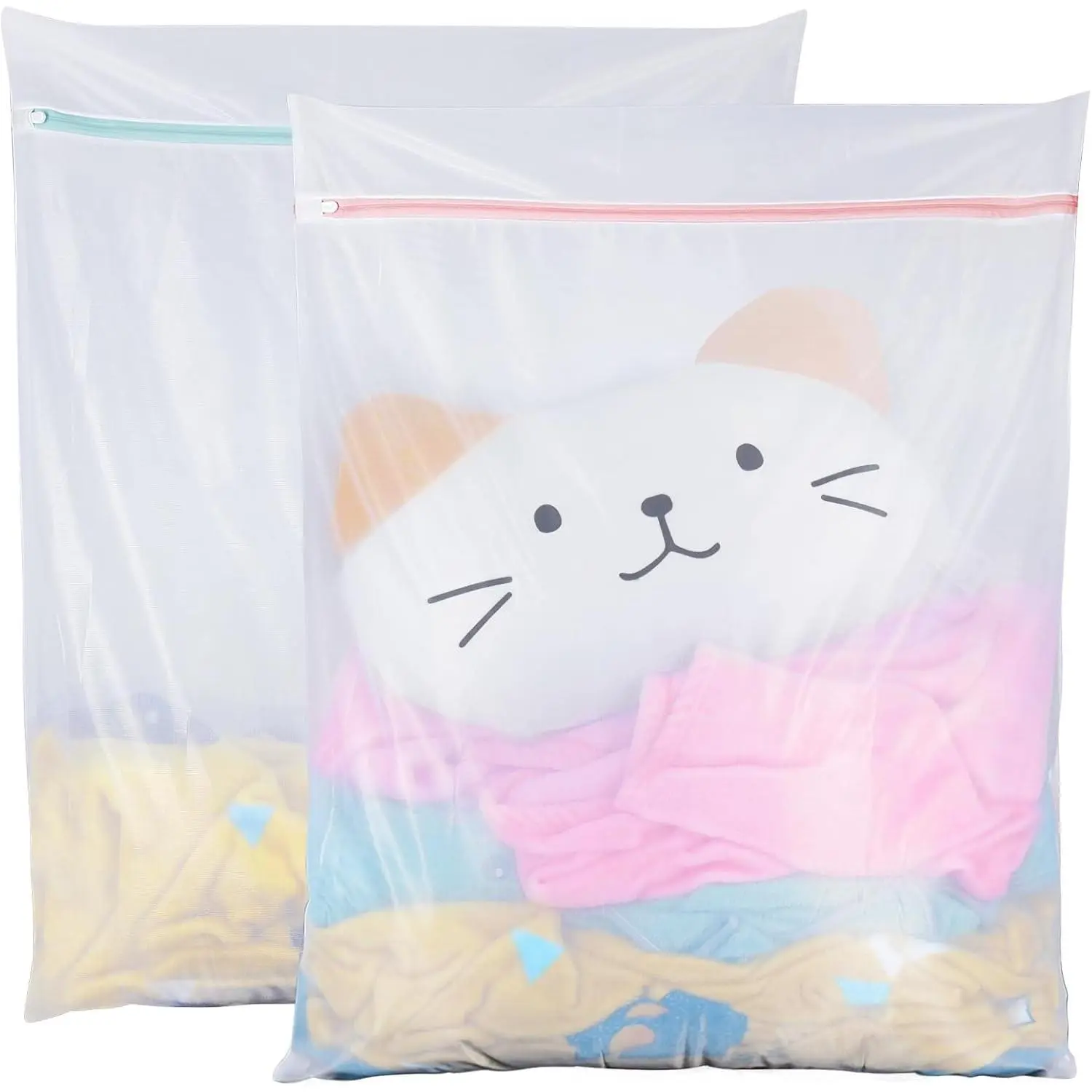 Large Mesh Laundry Bags, 2 Pack 35 in x 27 in Washable Fine Net Washing Machine Bags for Delicates, Blankets, Comforters, Bedding, Clothing, Toys, Pet Items