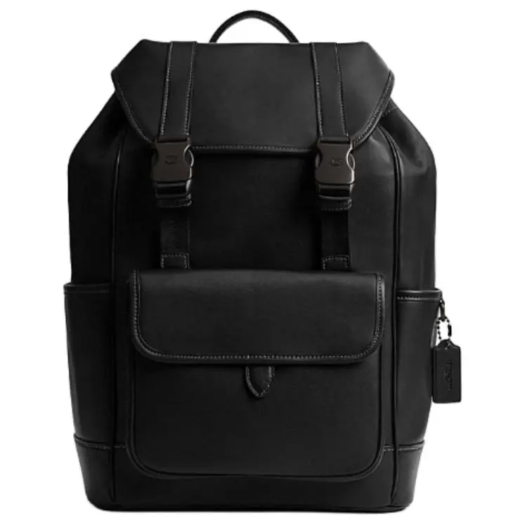COACH League 29 Drawstring and Quick-Release Closure Leather Backpack, Large, Men's, Black