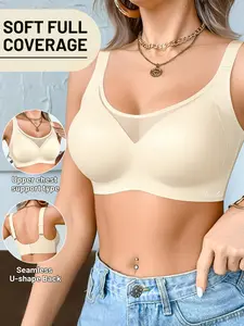 Cool Second Skin Bra With Jelly Bust Support, Breathable Mesh No Stuffy Chest, Wirefree Zero Pressure No Digging, Back Hook Easy On Off For Home & Daily Wear