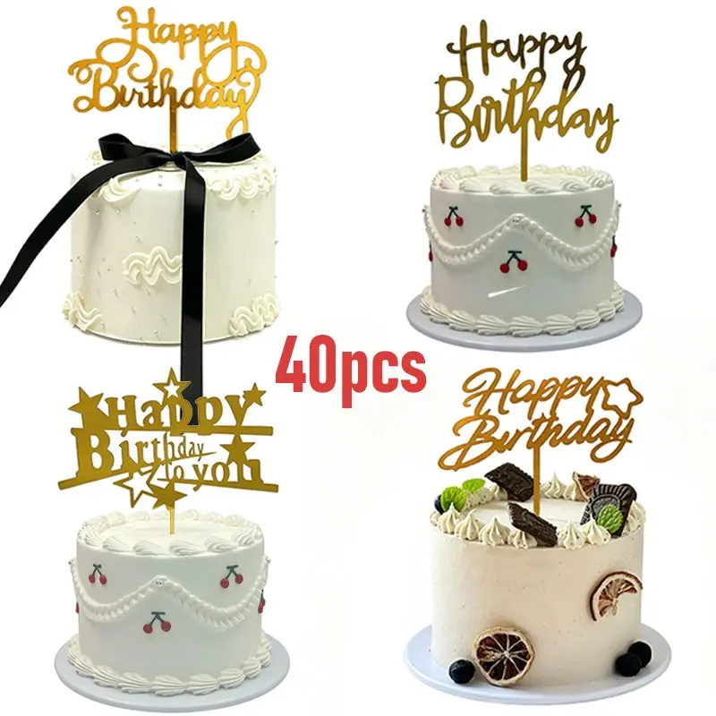 40pcs Acrylic Cake Inserts, Sparkle Cake Topper, Birthday Party Decorations, Cake Decorating Supplies, Creative Baking Supplies, Holiday Gifts