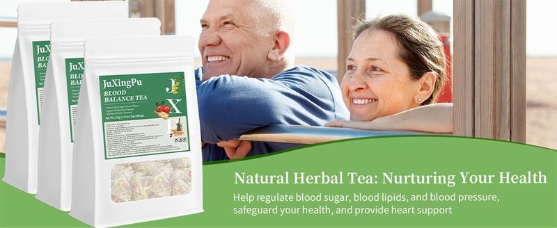 JuXingPu Blood Balance Tea - 6g*20 Antihypertensive Herbal Tea Blend with Pueraria Cassia Seeds Hawthorn Orange Peel Mulberry Leaves Astragalus & Bitter Melon for Healthy Blood Pressure Support