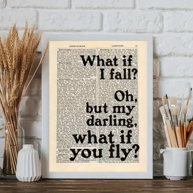 1pc Unframed 'What If I Fall, My Darling' Quote Canvas Print - Inspirational Motivational Art Poster for Home, Office, Bedroom, Bathroom Decor - Ideal Holiday Gift, Poster Wall Art