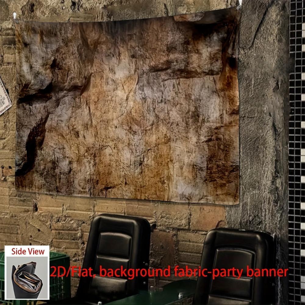 1pc 2D Flat Rustic Rock Wall Decor Backdrop - Natural Stone Texture Party Banner, Durable Polyester Fabric for Weddings, Birthdays, Bars & Home Decor, No Electricity Needed, Easy Setup, Festival Background, Tex