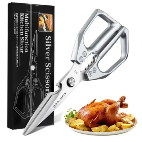 All-Purpose Kitchen Scissors, Stainless Steel Kitchen Shears, Heavy Duty Scissor – Sharp Cutting Poultry & Meat Scissors for Chicken Bones, Turkey, Dishwasher Safe, Japanese Cooking Scissors, Christmas Gift