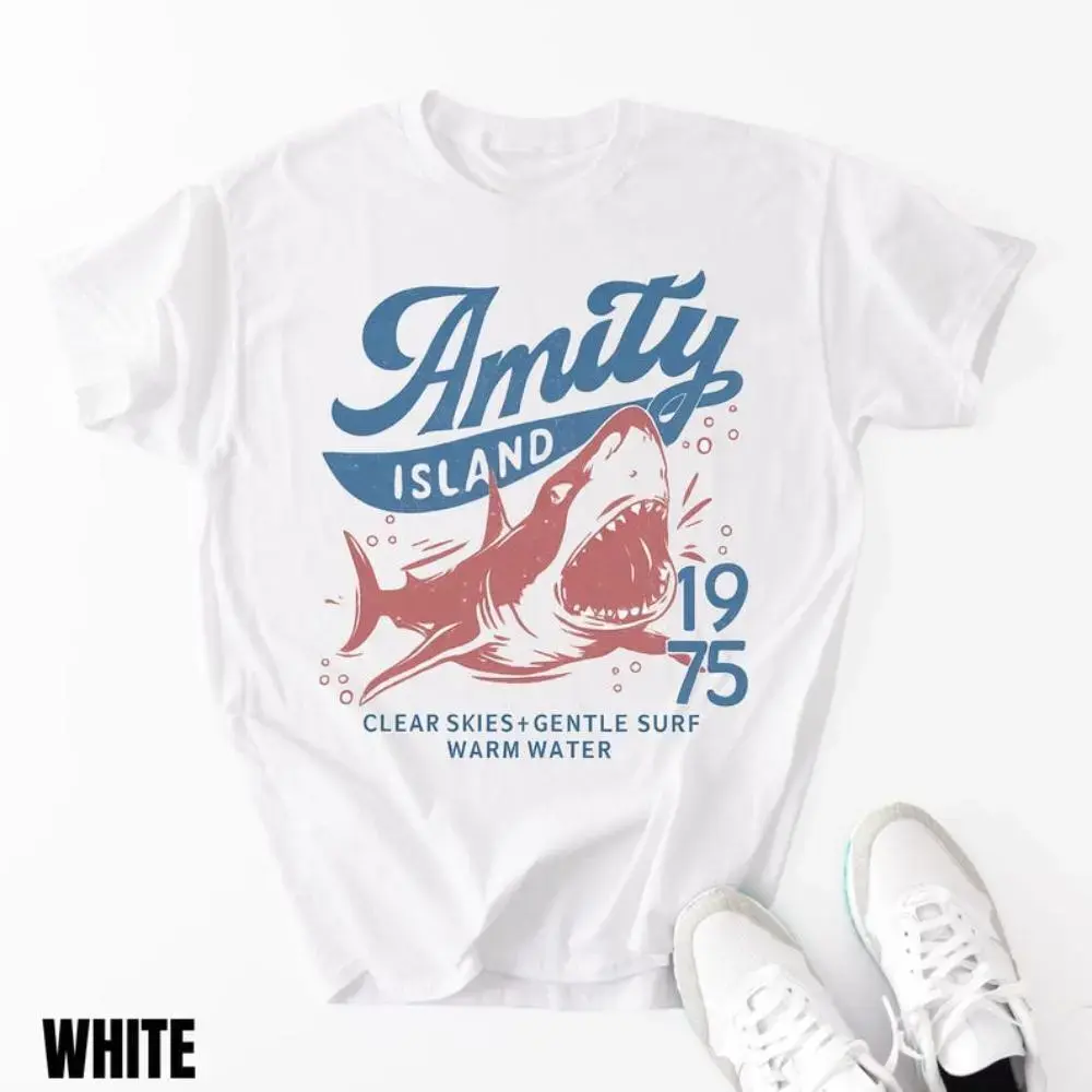 Jaws Amity Island 1975 Unisex Tee, Lightweight clothing, Movie Inspired Gift, Cotton T-Shirt for Film Buffs, Retro Summer Shirt, Vintage Beach Tee