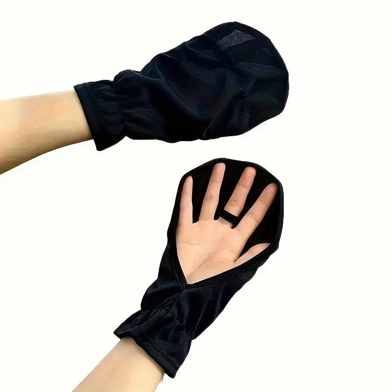 Ice Silky Fiber Fabric Open-Fingertip Short Gloves with Sleeves for Women, Thin Driving, Outdoor, Horse Riding Gloves, Gloves