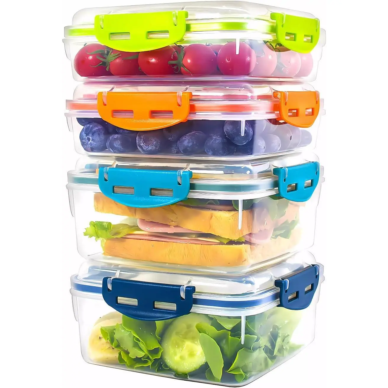 Sandwich Containers 4 count Lunch Box 2 Heightened 2 Normal Size |  Airtight &  Kitchen Storage Containers, Microwave Safe, Dishwasher Safe
