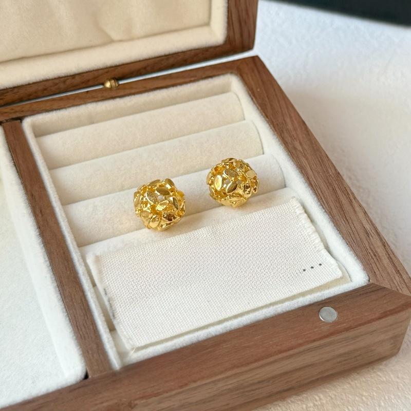 Gold Plated Round Nugget Earrings