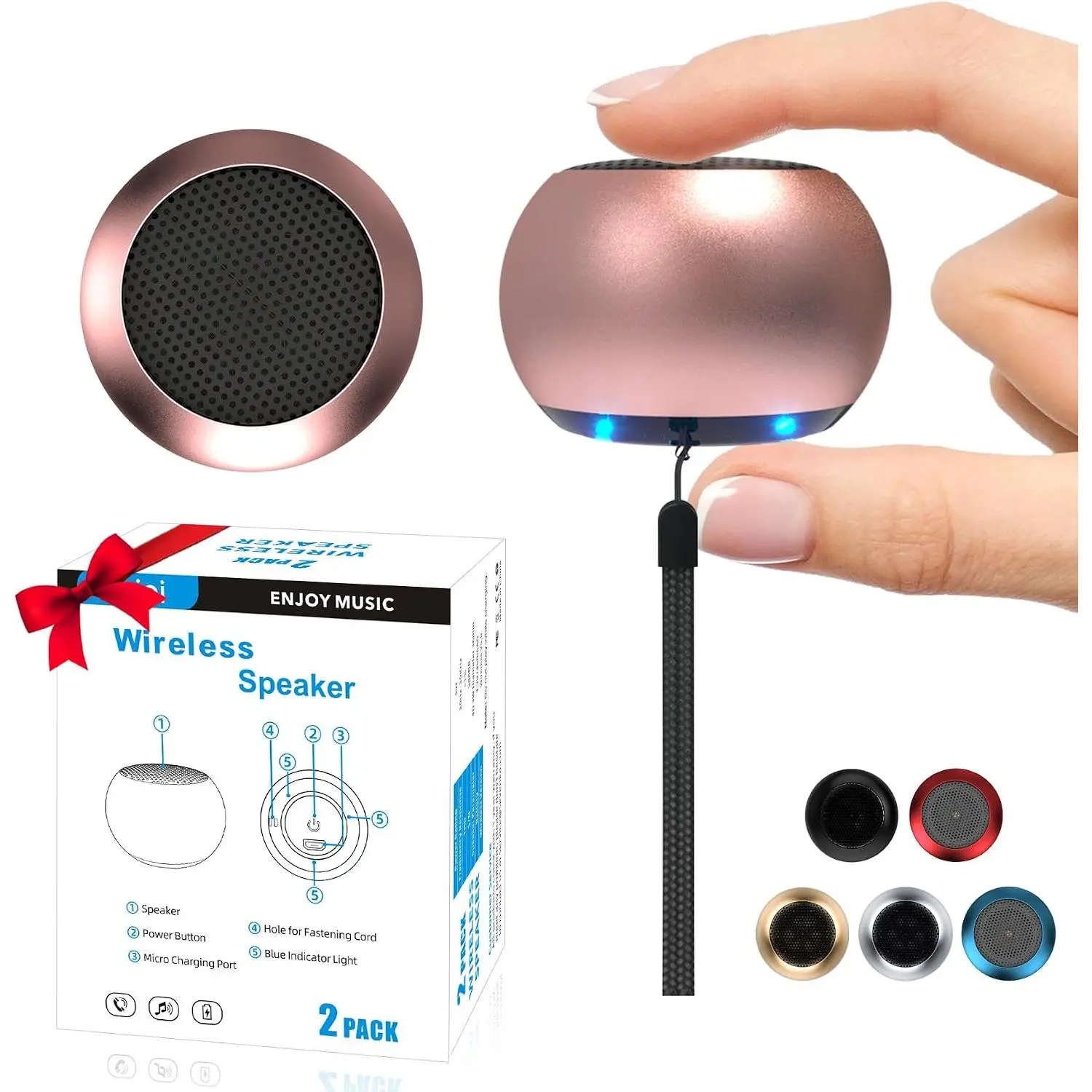 2Pack Portable Mini Speaker,   Speaker,  Speaker for Phone/PC/Tablet, Rechargeable , -in Microphone,