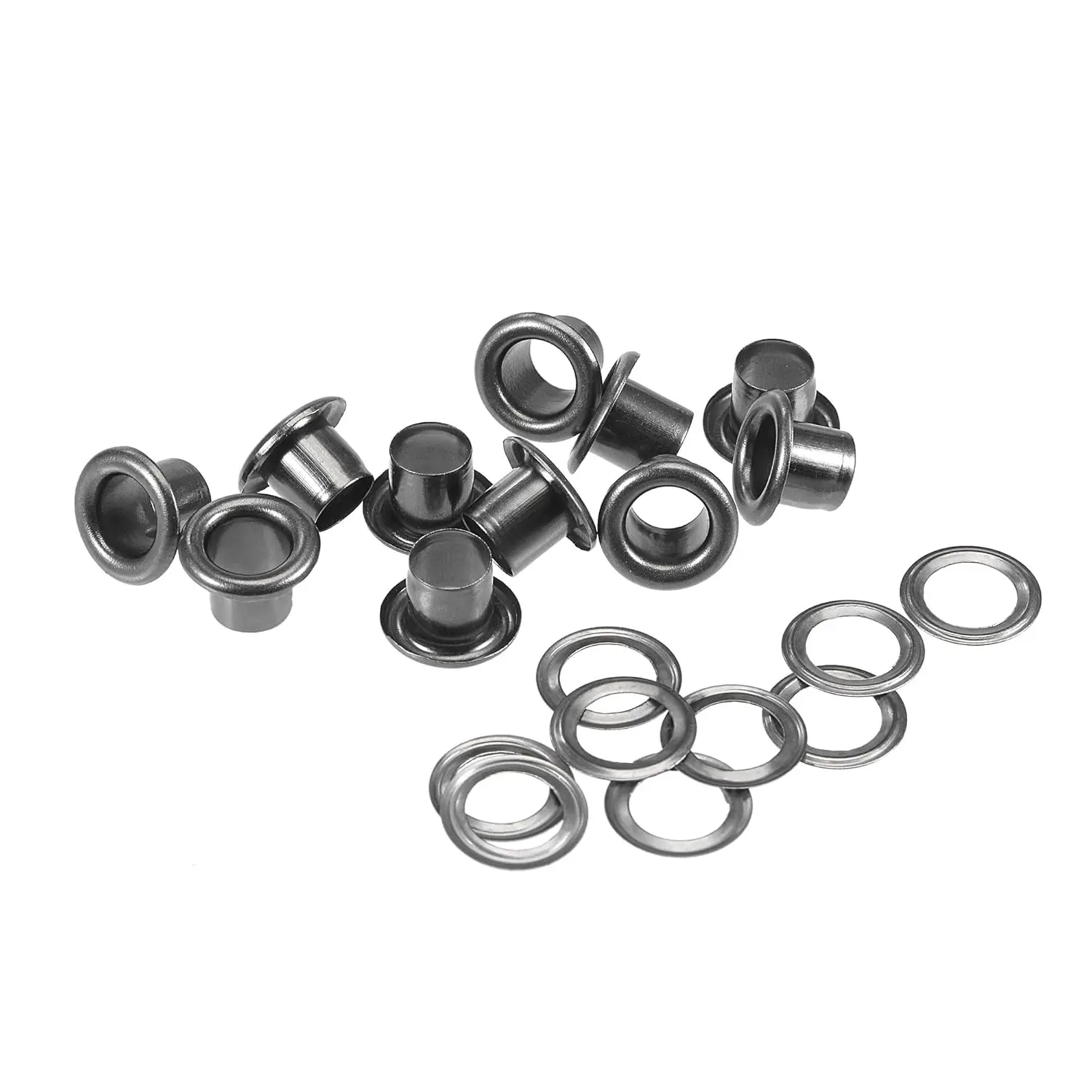 Grommets Eyelets with Washers Kit, 10.5 x 6 x 7mm Alloy Grommet for DIY or Craft Projects Dark Grey 100 Set