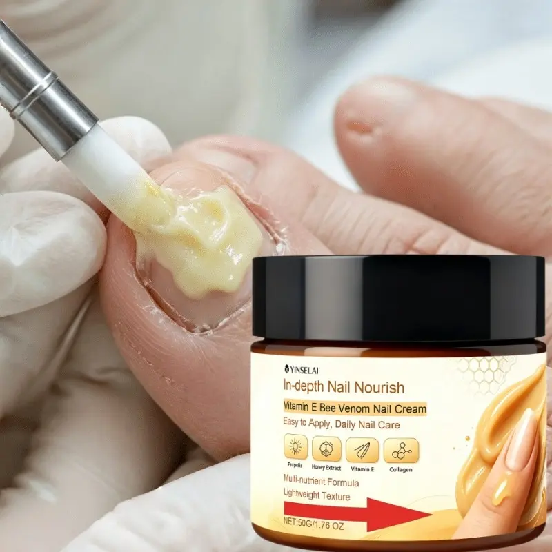 Vitamin E Bee Venom Nail Cream, Propolis Collagen Cuticle Repair, Deep Nourish Dry Cracked Nails, Daily Nail Care Moisturizer 50g