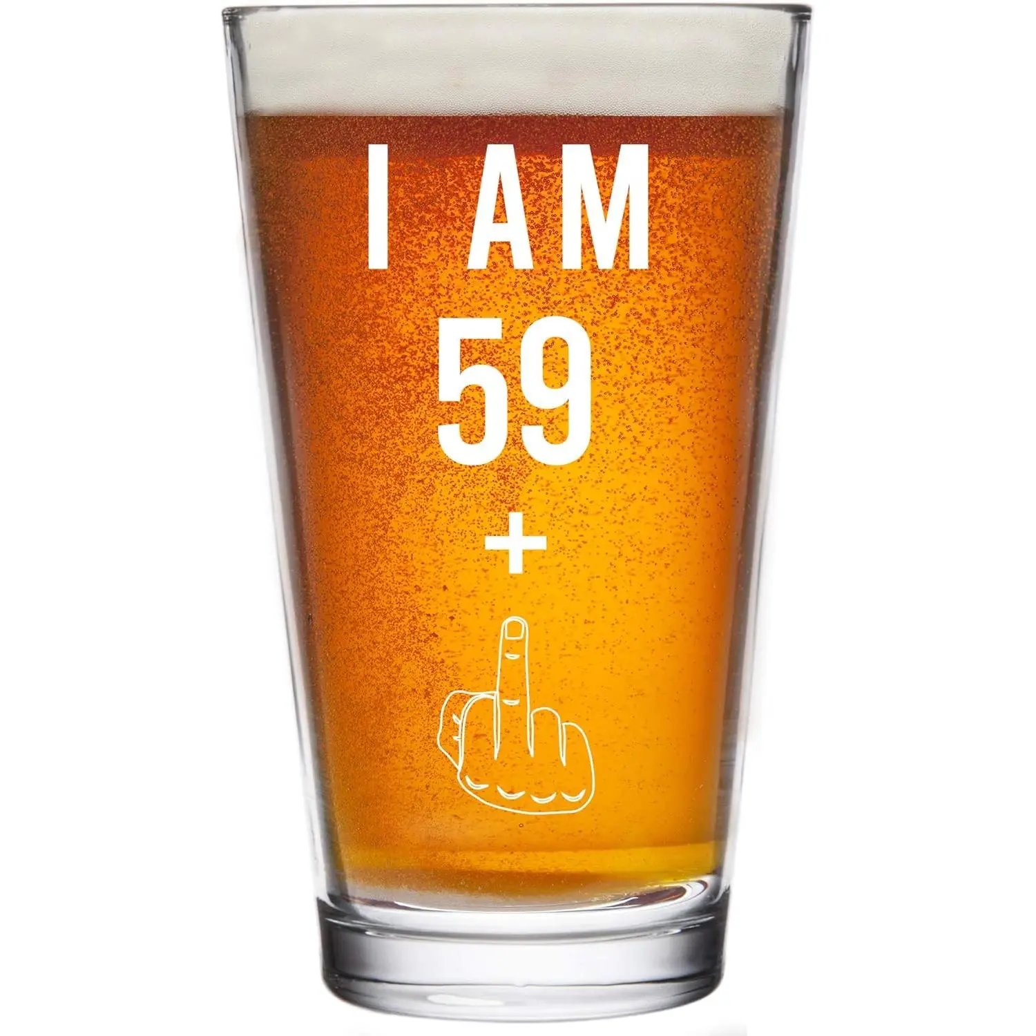 59 +  Middle Finger 60th Birthday Gifts for Men Women  Glass – Funny 60 Year Old Presents - 16 oz Pint Party Decorations Supplies - Craft Beers  Ideas for Dad Mom Husband Wife 60 th