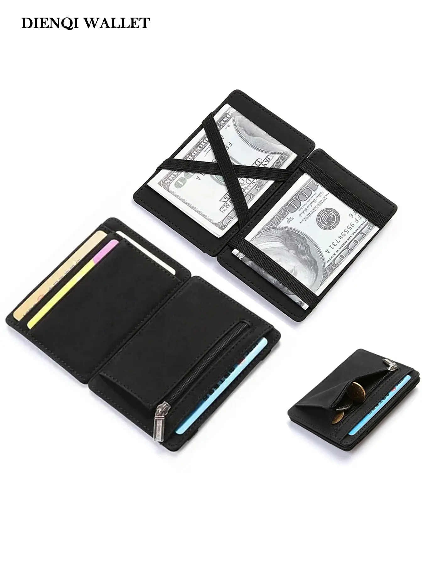 Business Women's Wallet Magic Wallet,Bank Credit Card Holder,Minimalist Leather Wallet Smart Wallet,Slim Wallet,Coin Purses with Zipper,Magic Money Clips,Holds Cards Plus Cash,Bifold Card Holder,Birthady Gifts for Women,Every Day