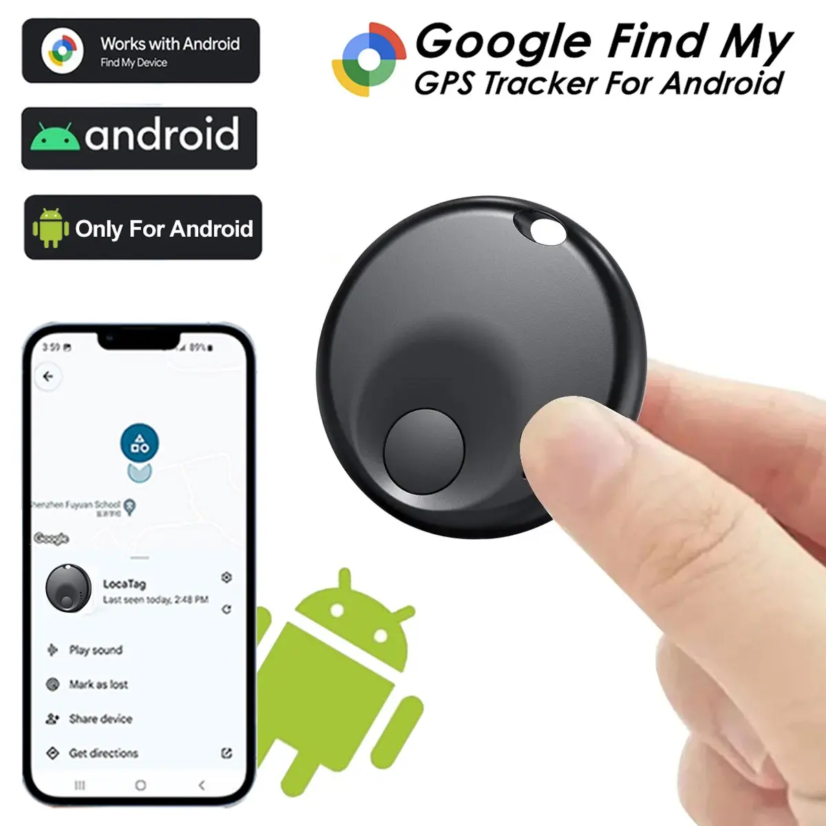 Android Smart Tracker, Google GPS Finder, Supports Google Find HUB APP, Key Wallet Luggage Pet Locator, Anti Theft Tracking, Precision Tracking for Android Devices, Smart Tracking Tag