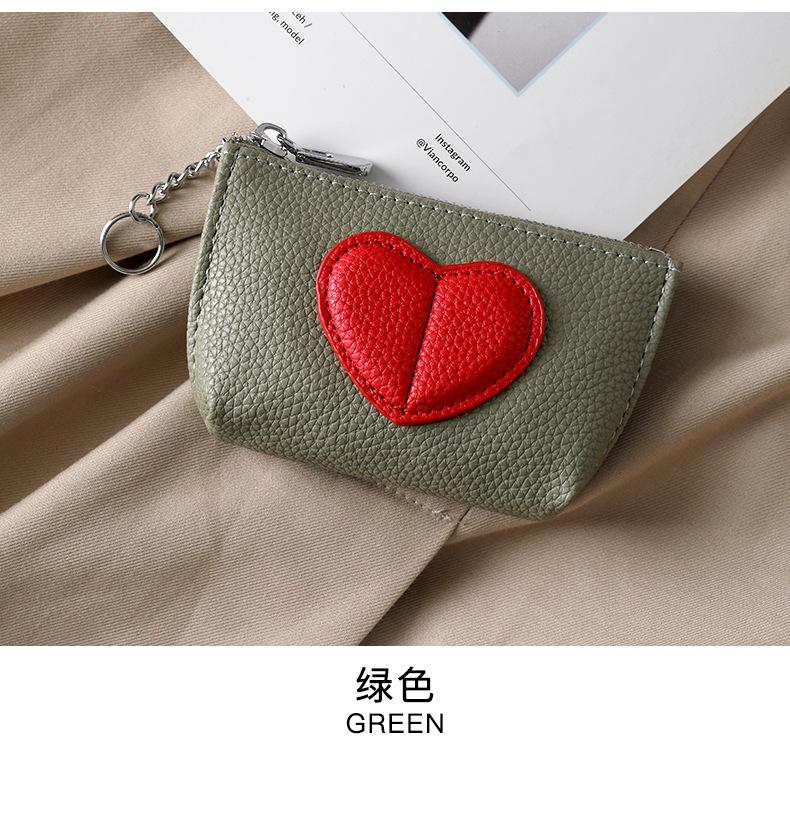 Heart-Shaped Mini Coin Purse – Cute Keychain Wallet for Women, Small Zipper Card Holder for Coins, Cash & Keys, Everyday Essential, Black with Red Heart Design