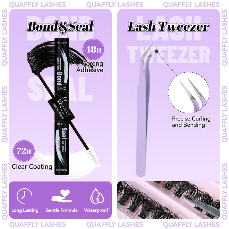 Natural Eyelash Extensions Kit, 1 Set Mixed Length Individual False Eyelashes with Glue, Remover, Eyelash Curler, Headband, Makeup Tool for Beginners, Christmas Gift, Eyelash Glue Extension, Eyelash Enhancements, Christmas Gift Ideas, DIY Cluster Lash