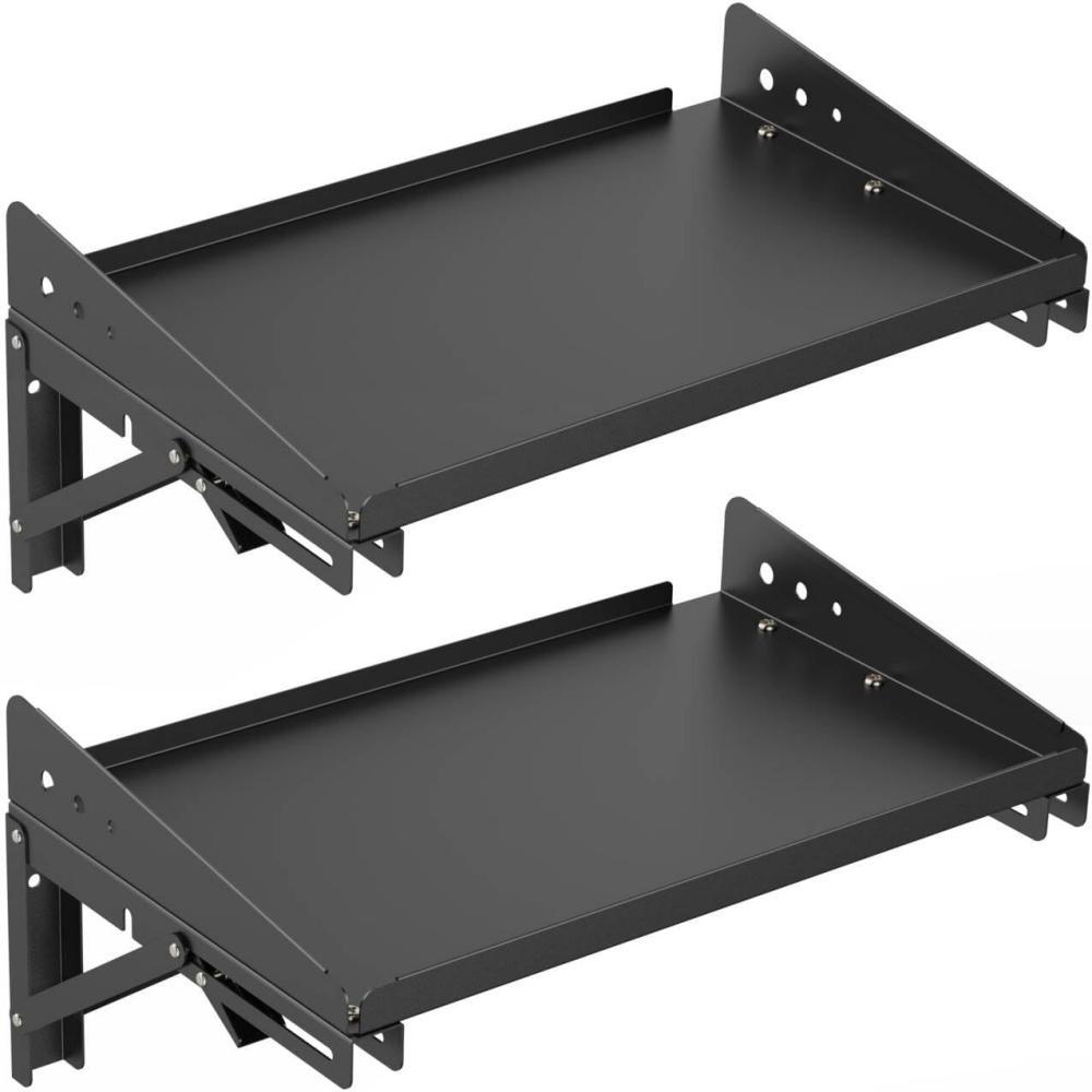 2 Pack Wall Mounted Folding Storage Rack Shelves Heavy Duty Adjustable Rail Shelf with Lip for Garage Kitchen Laundry Room Workshop