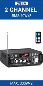 S-288 4 CH Bluetooth 5.0 Home Audio Amplifier, RMS 45Wx4, Max 600W HiFi Stereo Power Amplifier USB, SD, FM Class D Speaker Amp for Home Theater Karaoke, with Power Adapter & Rete Control S-288 4 CH Bluetooth 5.0 Home Audio Amplifier, RMS 45Wx4, Max 600W HiFi Stereo Power Amplifier USB, SD, FM Class D Speaker Amp for Home Theater Karaoke, with Power Adapter & Rete Control