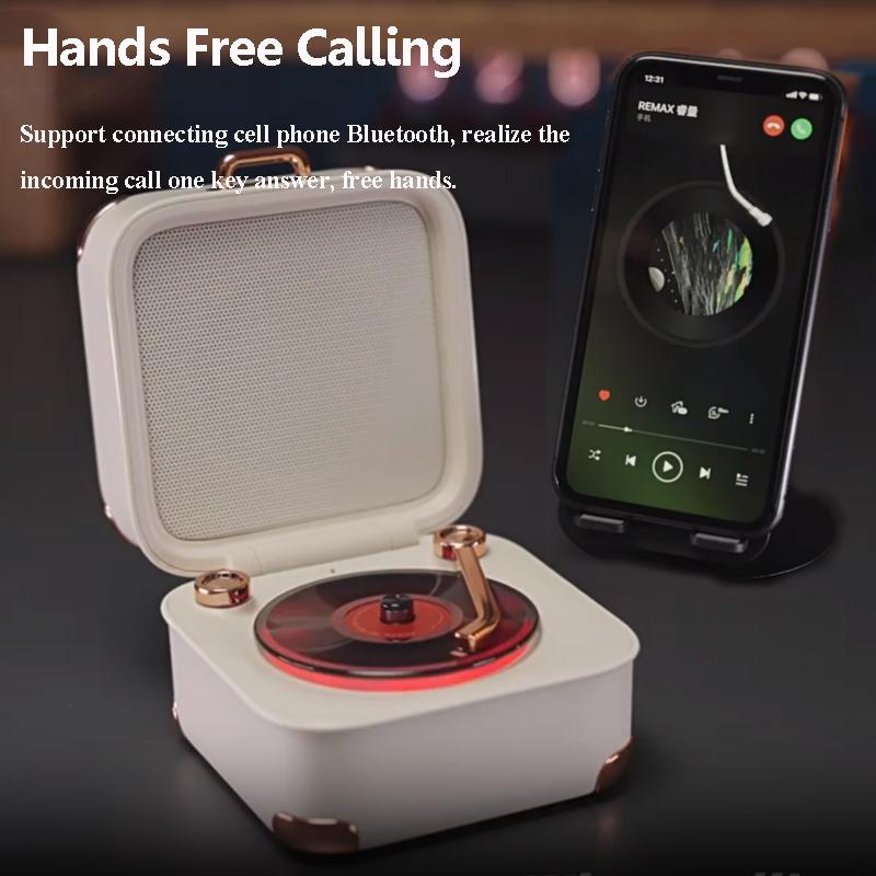 2026 New Mini Classic Vintage Bluetooth Speaker Retro Hifi Music Box Vinyl Record Player Design Soundbar Colorful Ambient Light with Mic 2026 New Mini Classic Vintage Bluetooth Speaker Retro Hifi Music Box Vinyl Record Player Design Soundbar Colorful Ambient Light with Mic