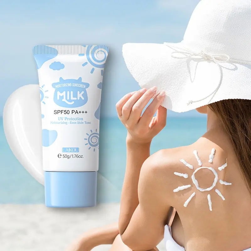 Milk Sunscreen Primer Face Cream 50g , SPF50 PA+++ 3-in-1 Moisturizer & Makeup Base , UV Protection & Even Skin Tone , Non-Greasy Smooth Texture , Daily Essential