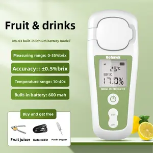 User Friendly Refractometer 0.1% Resolution Accurate Sugar Measurement Digital Display for Fruits & Liquids Easy to Read Fruit Sweetness Analyzers
