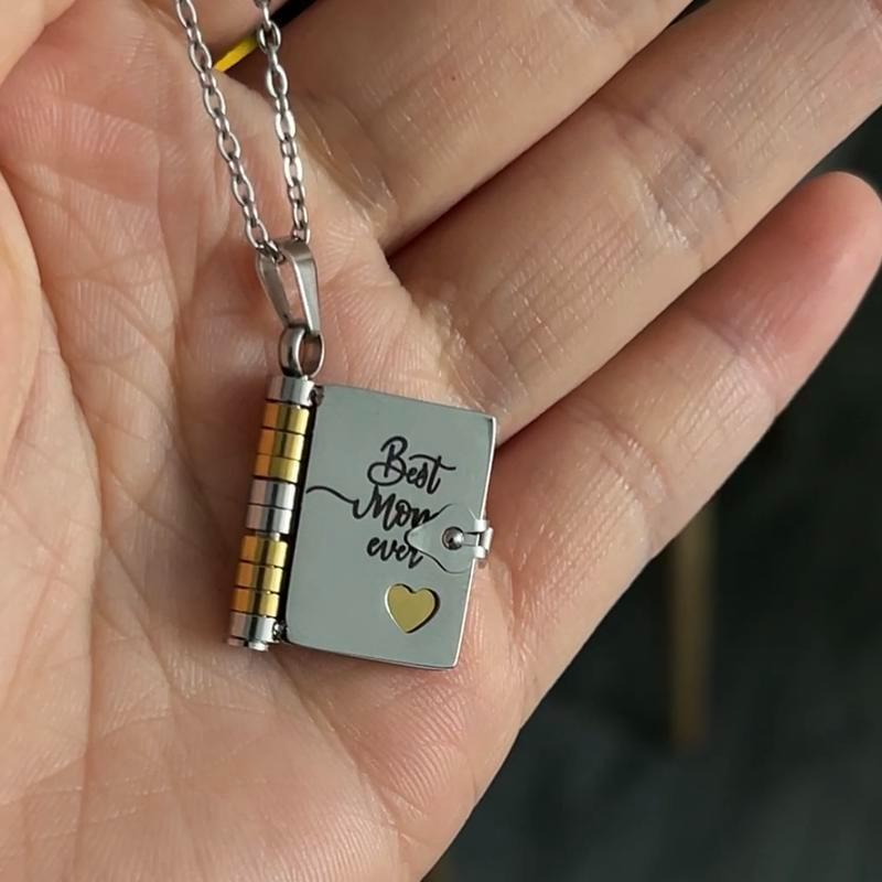 Best Mom Ever Book Necklace - Personalized 6-Page Engraved Pendant with Hidden Messages, Openable Flip Design | Adjustable Silver & 18k Gold Jewelry | Perfect Mother's Day, Birthday, Memorial Gift for Mom - A Timeless Love Letter Close To Her Heart Best Mom Ever Book Necklace - Personalized 6-Page Engraved Pendant with Hidden Messages, Openable Flip Design | Adjustable Silver & 18k Gold Jewelry | Perfect Mother's Day, Birthday, Memorial Gift for Mom - A Timeless Love Letter Close To Her Heart