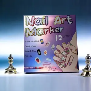 12 Vibrant Hue Fast Setting Acrylic Art Markers, 150ml Gentle Acrylic Blend Nail Polish Applicator Pens, Practical Beauty Accessories for Handmade Nail Art & Professional In-house Salon Maintenance