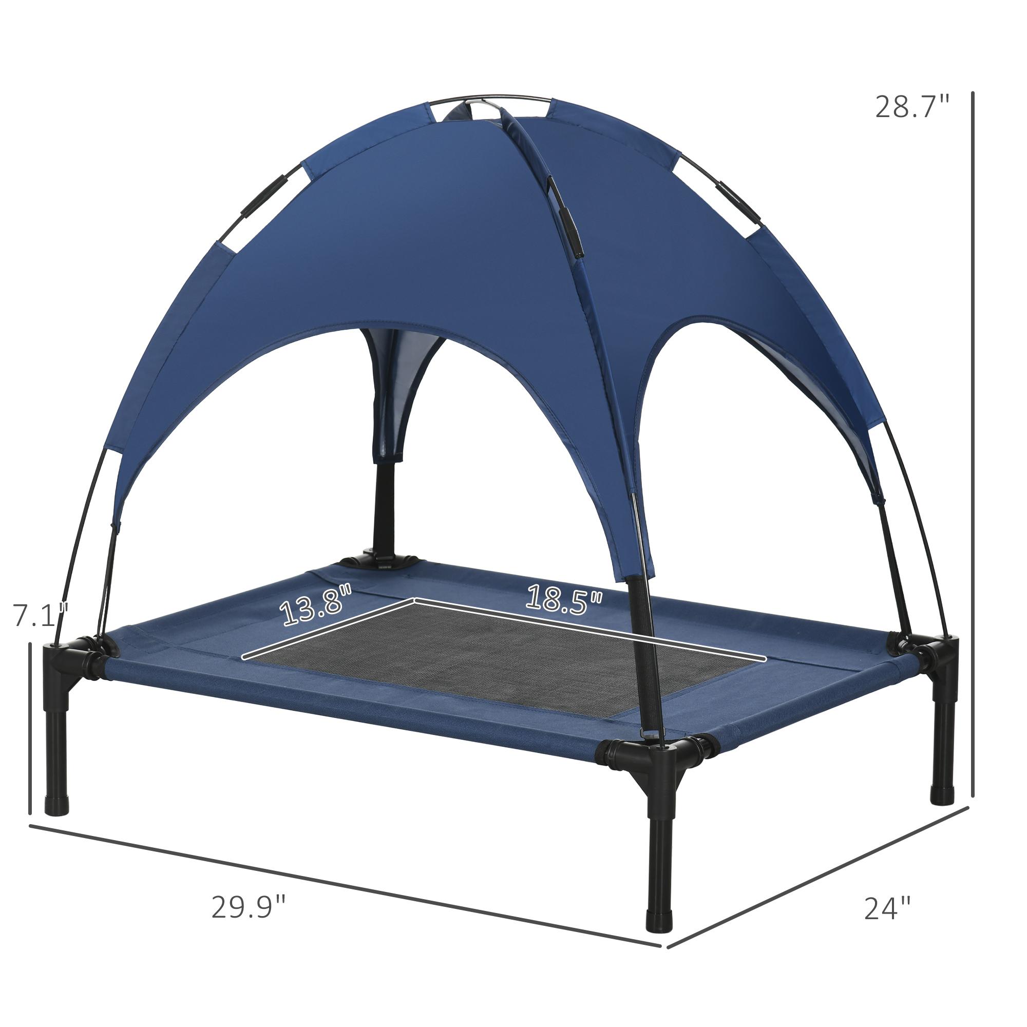 Elevated Portable Dog Cot Pet Bed with UV Protection Canopy Shade, 30 inch, Dark Blue Elevated Portable Dog Cot Pet Bed with UV Protection Canopy Shade, 30 inch, Dark Blue